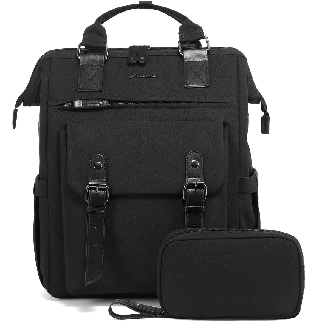LOVEVOOK Rucksack Damen Gross, 18 Zoll Wasserdicht Reiserucksack Handgepäck Backpack Flugzeug Schwar