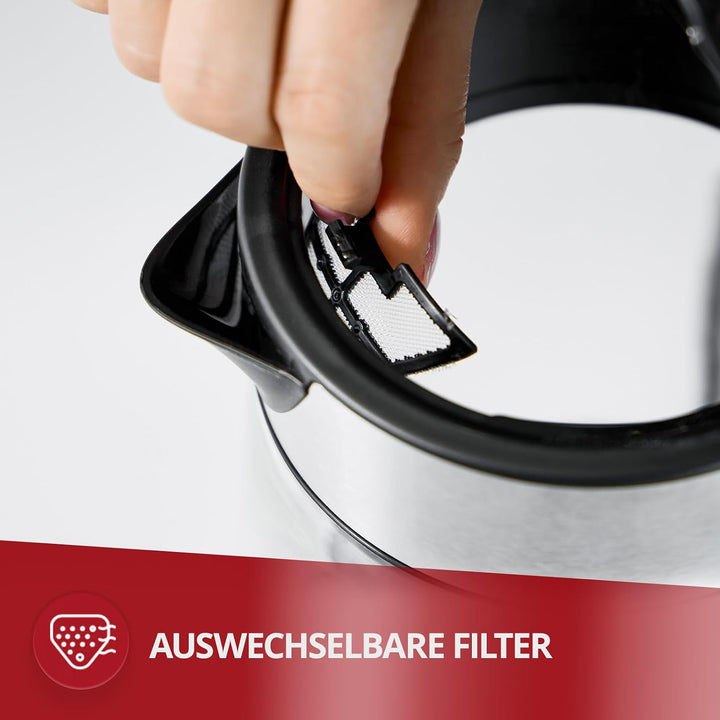 MPM MCZ-116 Wasserkocher 1,7L mit LED-Beleuchtung 2200W, Temperaturregelung 50-100°C, Glas- und Edel