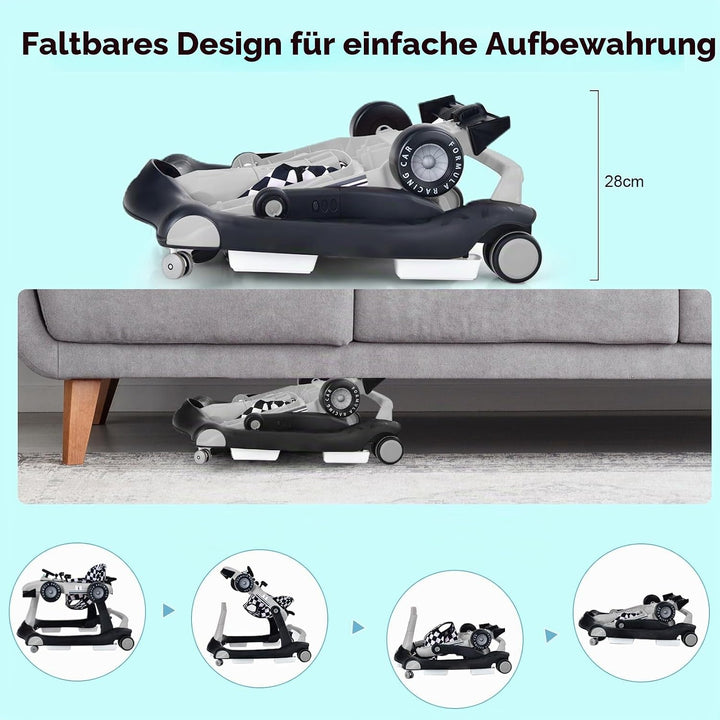 LIFEZEAL Lauflernhilfe Baby Höhenverstellbar &amp; Klappbar, 3 in 1 Babywalker, Baby Gehfrei ab 6 Monate