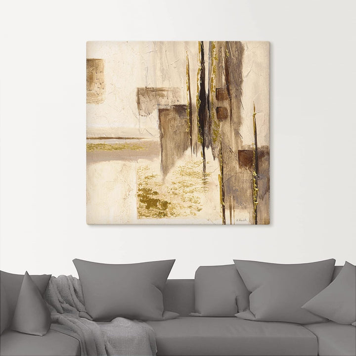 ARTland Leinwandbilder Wandbild Bild auf Leinwand 70 x 70 cm Abstrakte Motive Muster Malerei Creme A