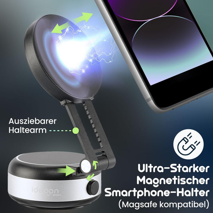 ideoon Ultra-Starker Magnetischer Smartphone-Halter mit elektrischem Vakuum-Saugnapf - Super Halt –