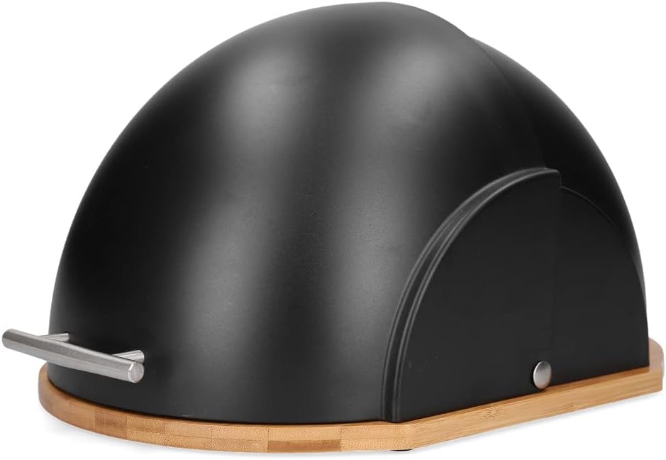 HOMLA Brotkasten Brotaufbewahrung Metall Deckel Brotaufbewahrungsbox für frische Back Darvin Schwarz
