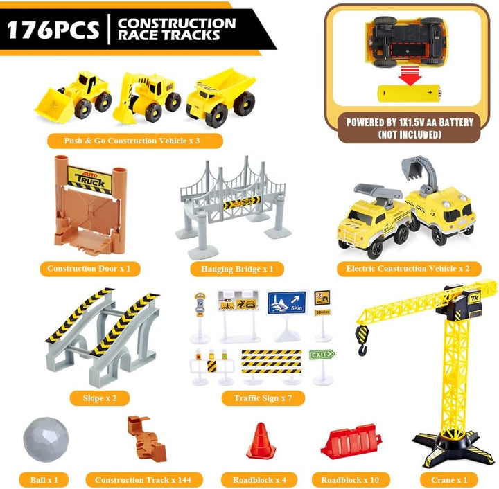 Konstruktion Rennstrecken Set, Flexible Train Tracks w/ 2 Electrische Konstruktion Rennrad w/Licht,E