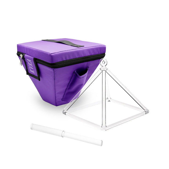 KVKA Transparent Crystal Singing Pyramid with Mallet & Bag - Elegant Sound Healing Decor for Meditat