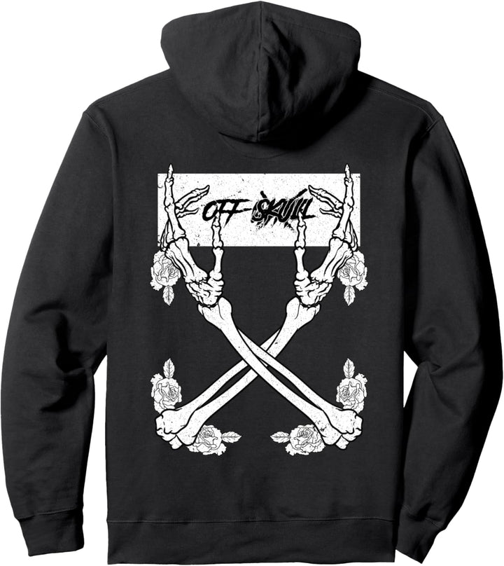 Off Skull Skeleton Backprint - Sad Aesthetic Edgy Streetwear Pullover Hoodie