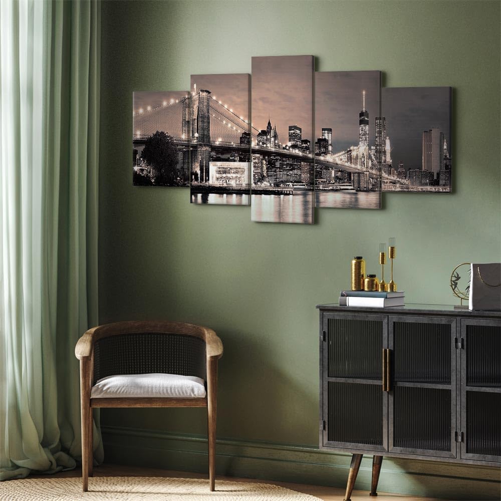 murando - Wandbilder XXL New York City 100x50cm 5 tlg - Wand Deko Leinwand Bilder Gross Wanddeko Woh