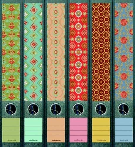 File Art - Ordnerrücken Design Etiketten - Motiv "Pattern" für 12 breite + 12 schmale Aktenordner al