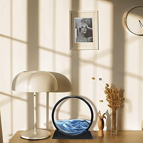 LINPING Fliessendes Sandgemälde, bewegliches Sandkunstbild, rundes Glas, 3D-Tiefsee-Sandlandschaft i