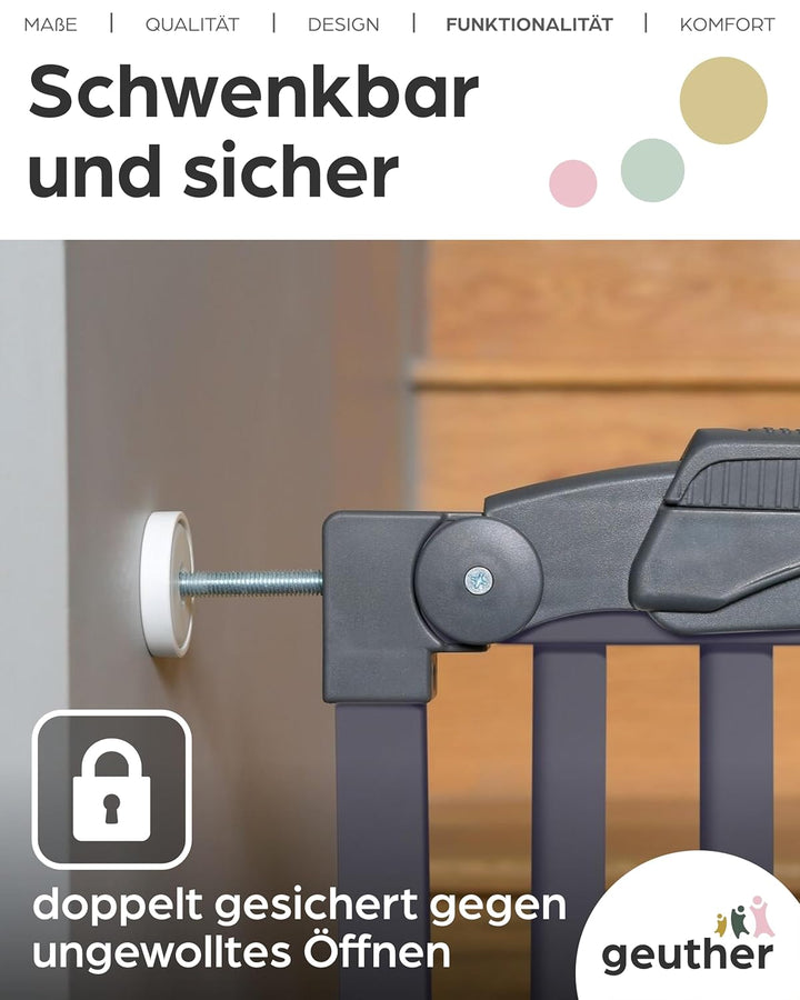 Geuther 2714 schwenkbares Klemm Türschutzgitter Passung: 68 cm -102 cm Türgitter Montage ohne Bohren