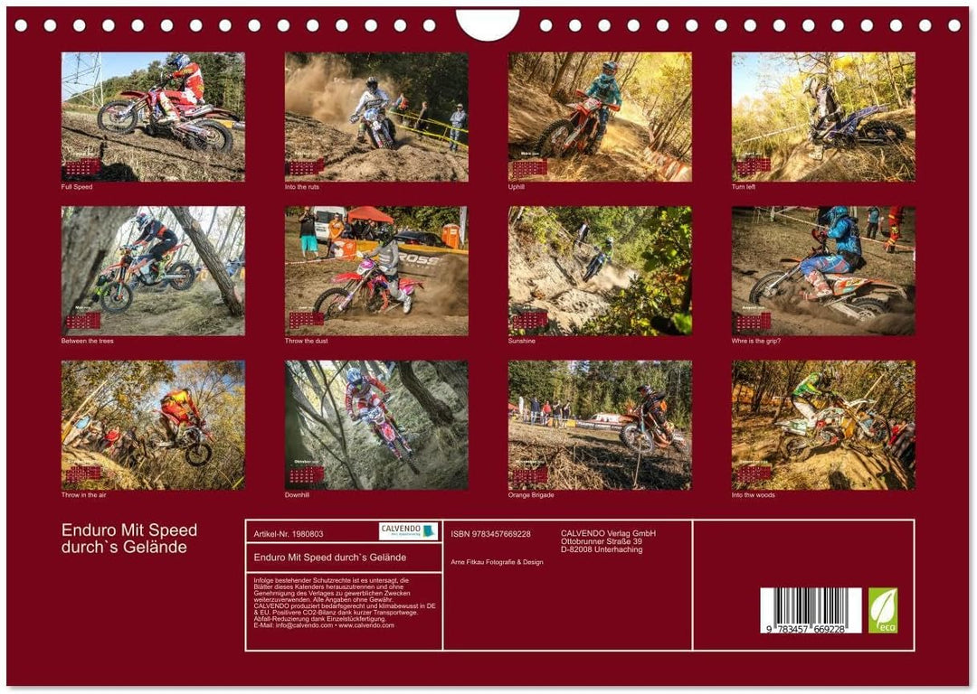 Enduro Mit Speed durch`s Gelände (Wandkalender 2026 DIN A4 quer), CALVENDO Monatskalender: Spannende