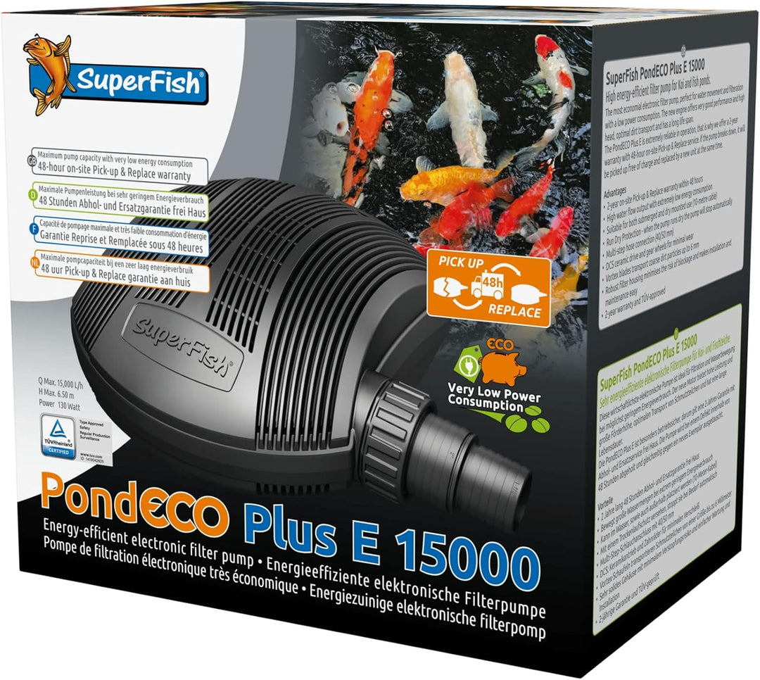 SF Teichpumpe Pond Eco Plus -E-   15000-130W (14200 l/h) E 15.000 Schwarz, E 15.000 Schwarz