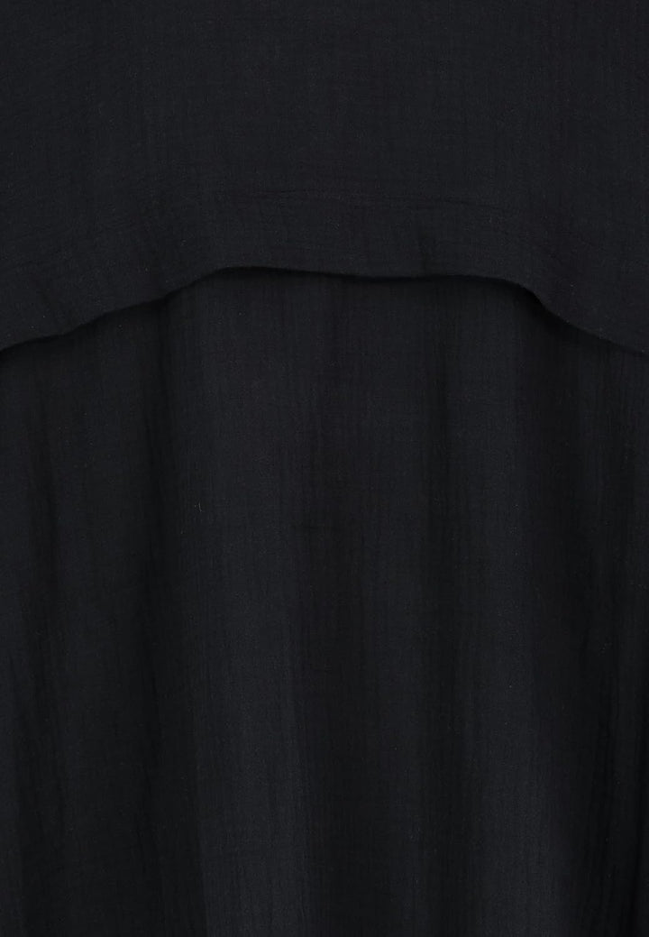 Sublevel Damen Musselin Bluse Muslin Long-Bluse Langarm Oversize Baumwolle S-M Schwarz, S-M Schwarz