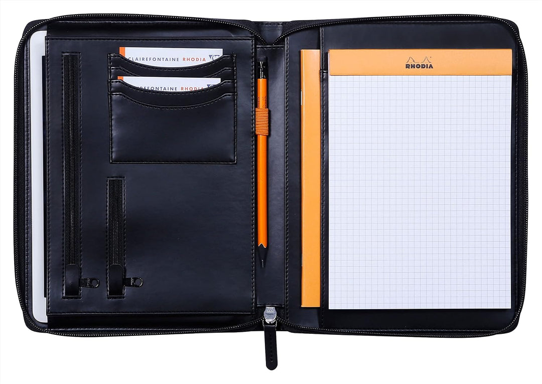 Rhodia 168100C - Konferenzmappe Rhodiarama, 19,5x25,5 cm, mit Etui, dehnbare Haupttasche, 2 flache R