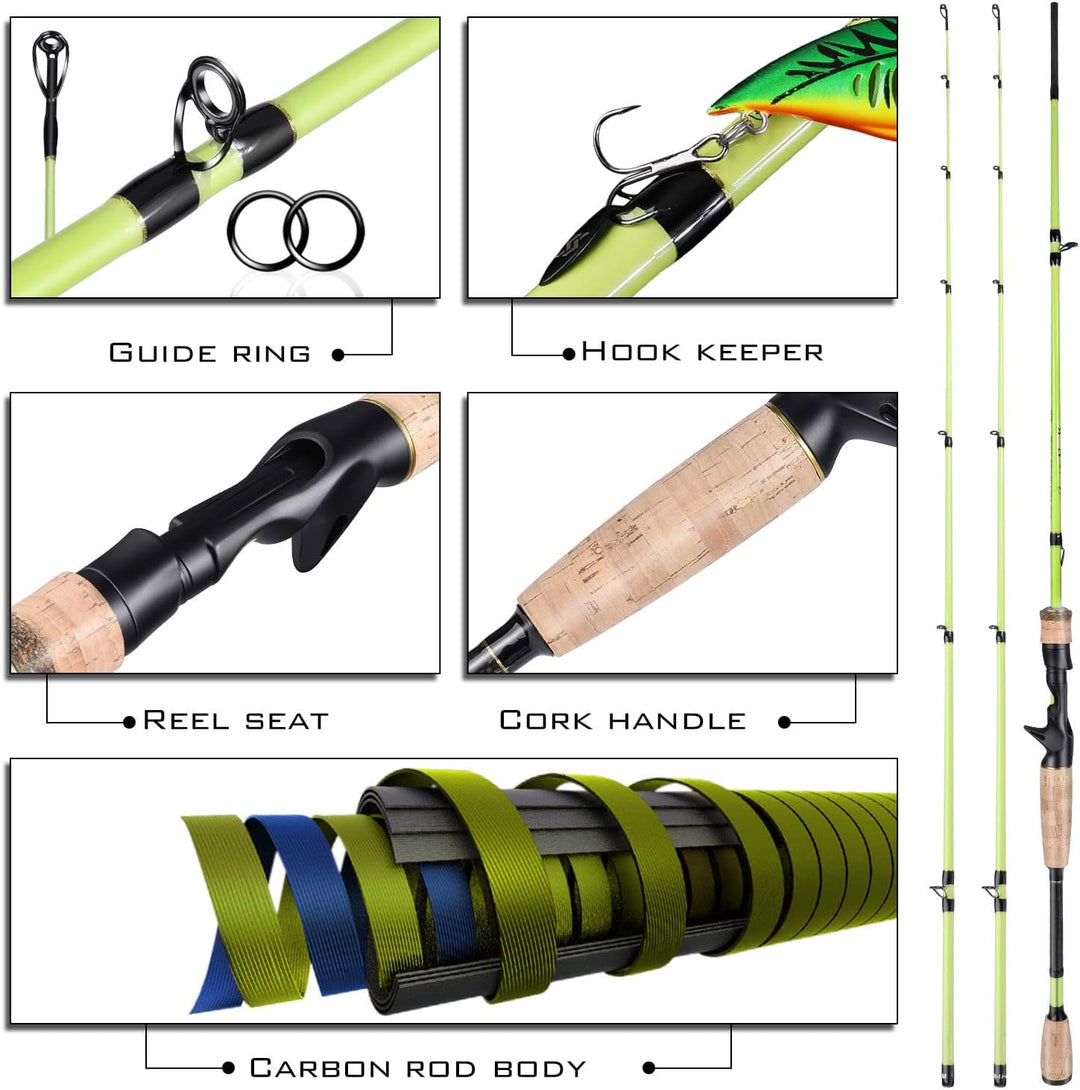 Sougayilang Baitcaster Combos, Leichte Baticasting Combo, 2 Abschnitte M/MH Baitcasting Rod Combo, 5