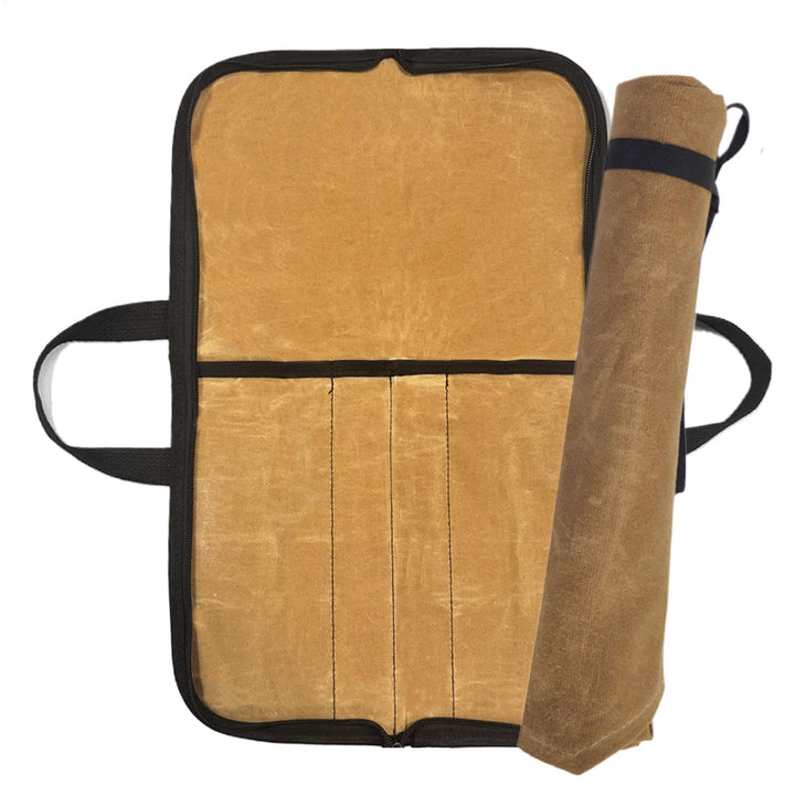Tasche für Kochmesser – Outdoor-Besteck-Aufbewahrungstasche, tragbare gewachste Canvas-Messertasche,