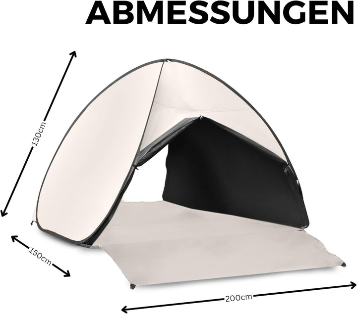 Pop Up Strandmuschel Automatisches Strandzelt – Windfestes Wurfzelt inkl. Heringe & Tragetasche (Bea