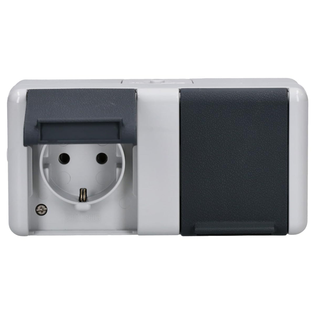 Jung 8220-1W Schuko-Steckdose 2-fach, Schwarz, Weiss