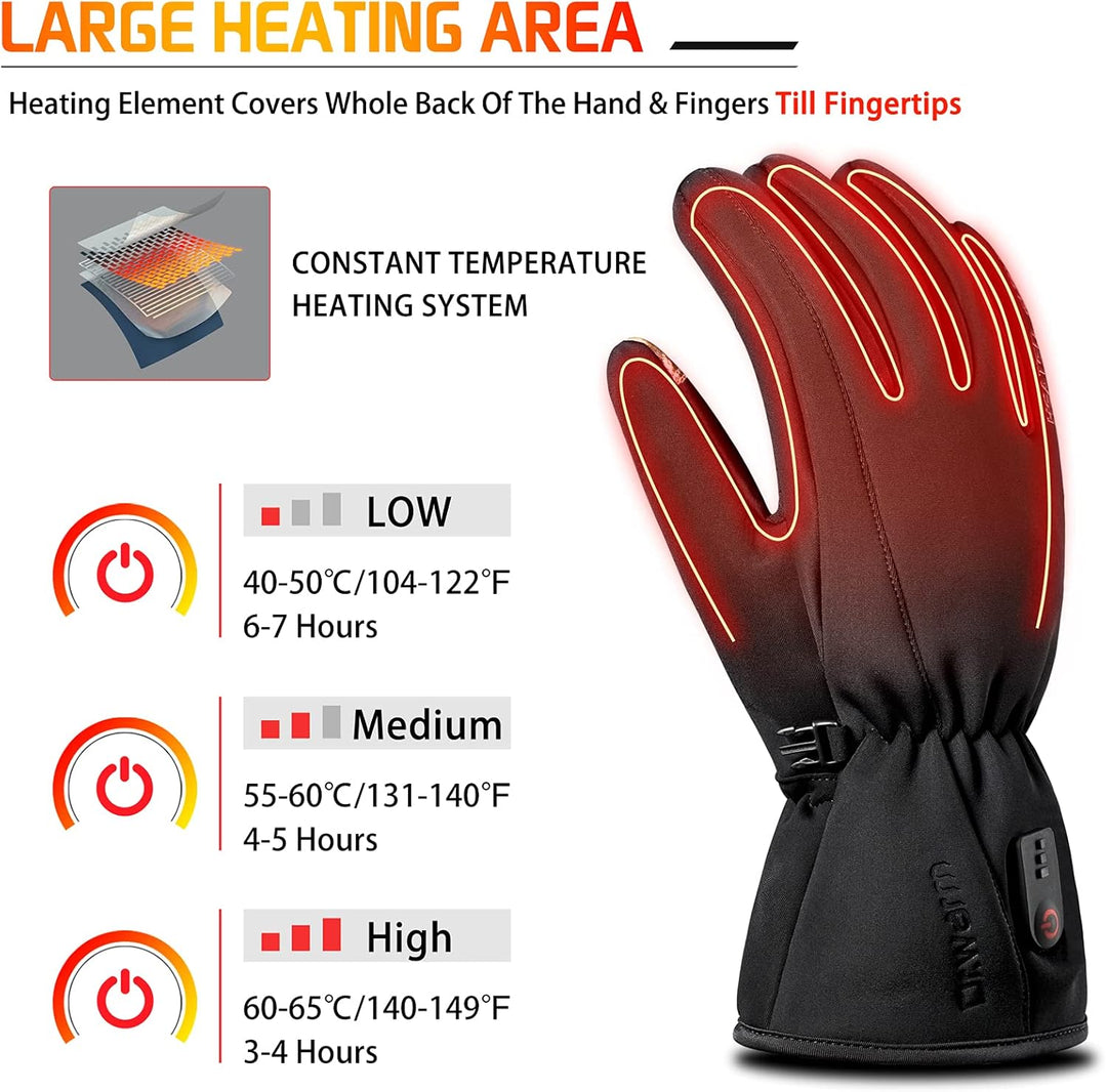 Beheizte Handschuhe Herren Damen, Wasserdicht Touchscreen Beheizte Handwärmer mit 7,4V 2600mAh Wiede
