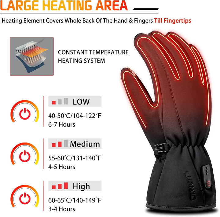 Beheizte Handschuhe Herren Damen, Wasserdicht Touchscreen Beheizte Handwärmer mit 7,4V 2600mAh Wiede