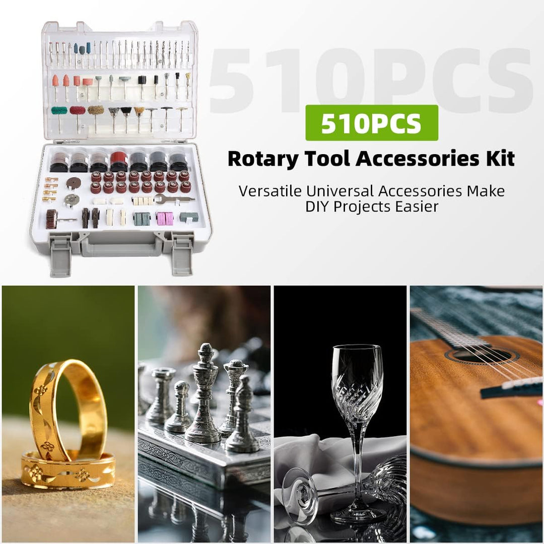 Huepar Tools Multifunktionswerkzeug Zubehör Set Drehwerkzeug 510 tlg. Universal Mehrzweck Zubehörset