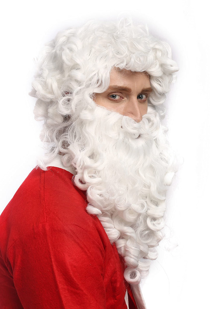 WIG ME UP - 01-A+B-P60 Perücke Bart Set Weihnachtsmann Santa Claus Nikolaus Ruprecht Prophet Gott We