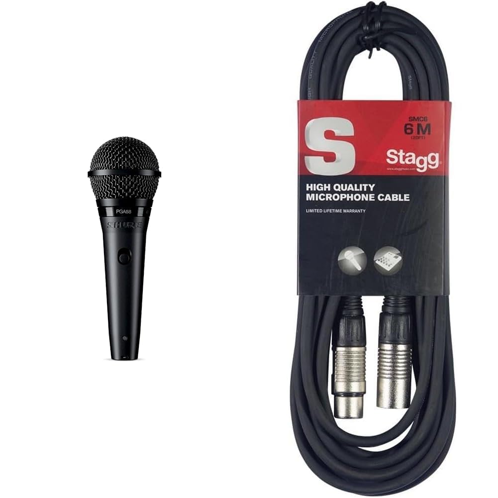 Shure PGA58-XLR-E Gesangs-Mikrofon Uebertragungsart (Details):Kabelgebunden &amp; Stagg Hochwertiges Mik