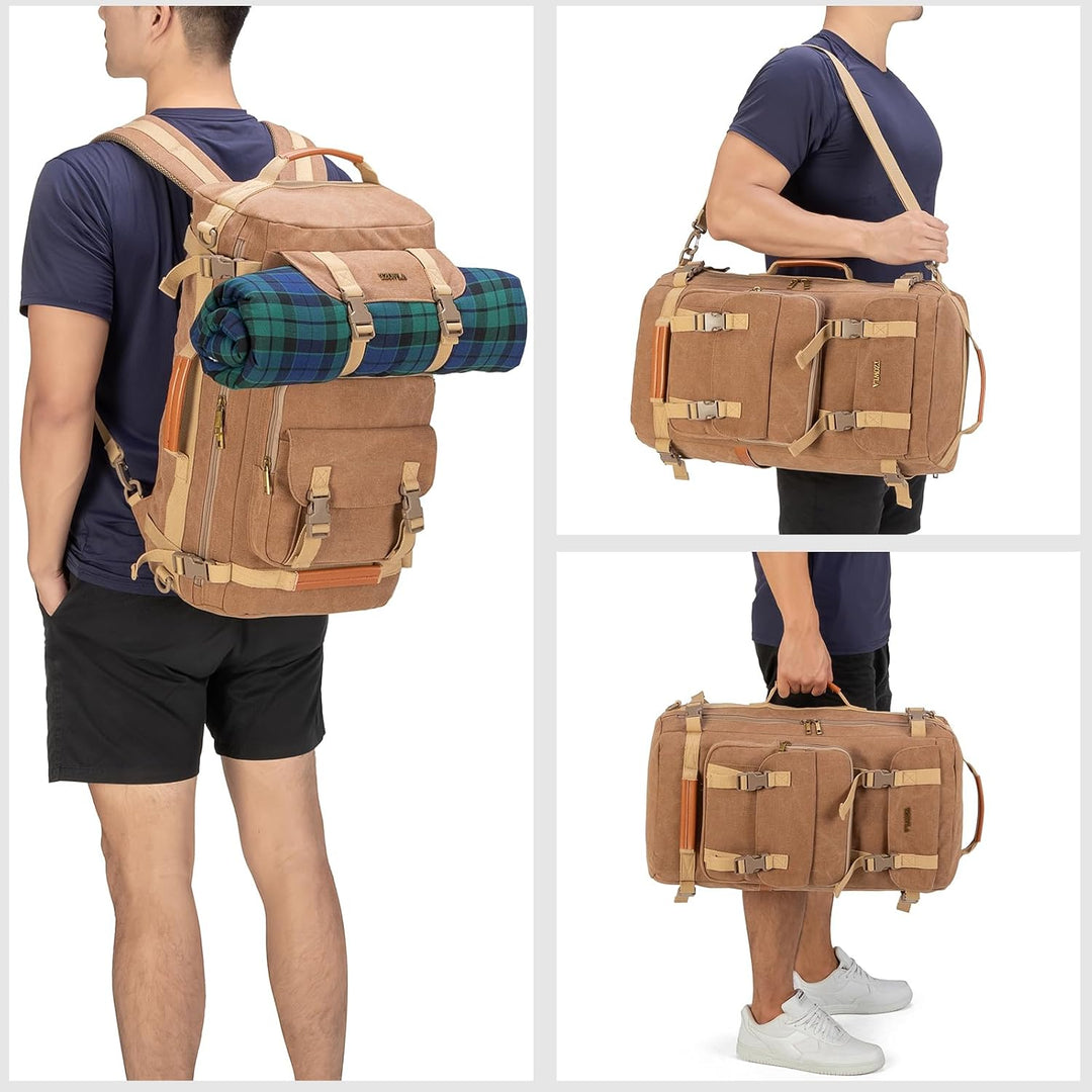 Tzowla Canvas Reiserucksack 3-in-1 umwandelbarer Rucksack Seesack passend für 17 Zoll Laptop L-40 Li