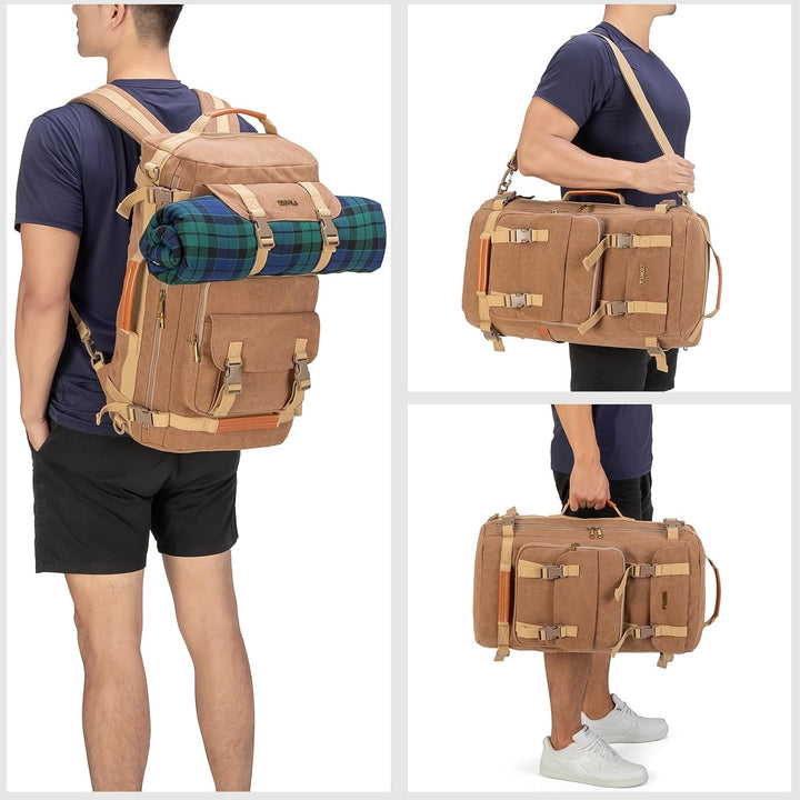 Tzowla Canvas Reiserucksack 3-in-1 umwandelbarer Rucksack Seesack passend für 17 Zoll Laptop L-40 Li