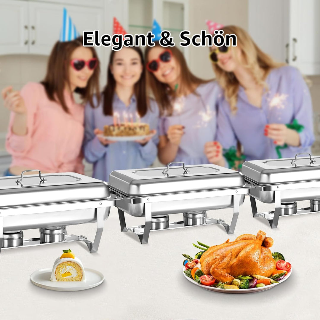 Chafing Dish Profi Set Toulouse, Edelstahl Warmhaltebehälter, Speisewärmer, Rechaud, Chafing Dishes