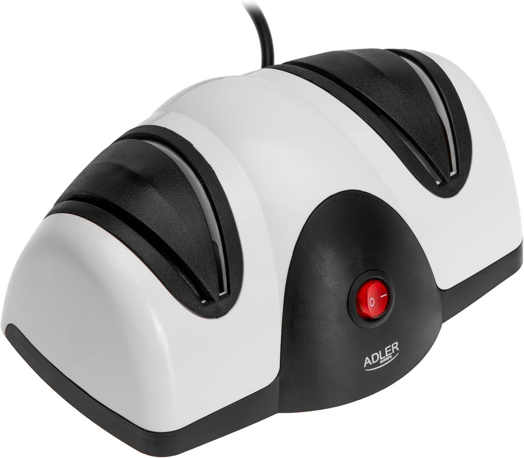Adler AD 4518 Elektrischer Messerschärfer, 2 in 1, Schärfen und Polieren, 60 W, Weiss und Schwarz