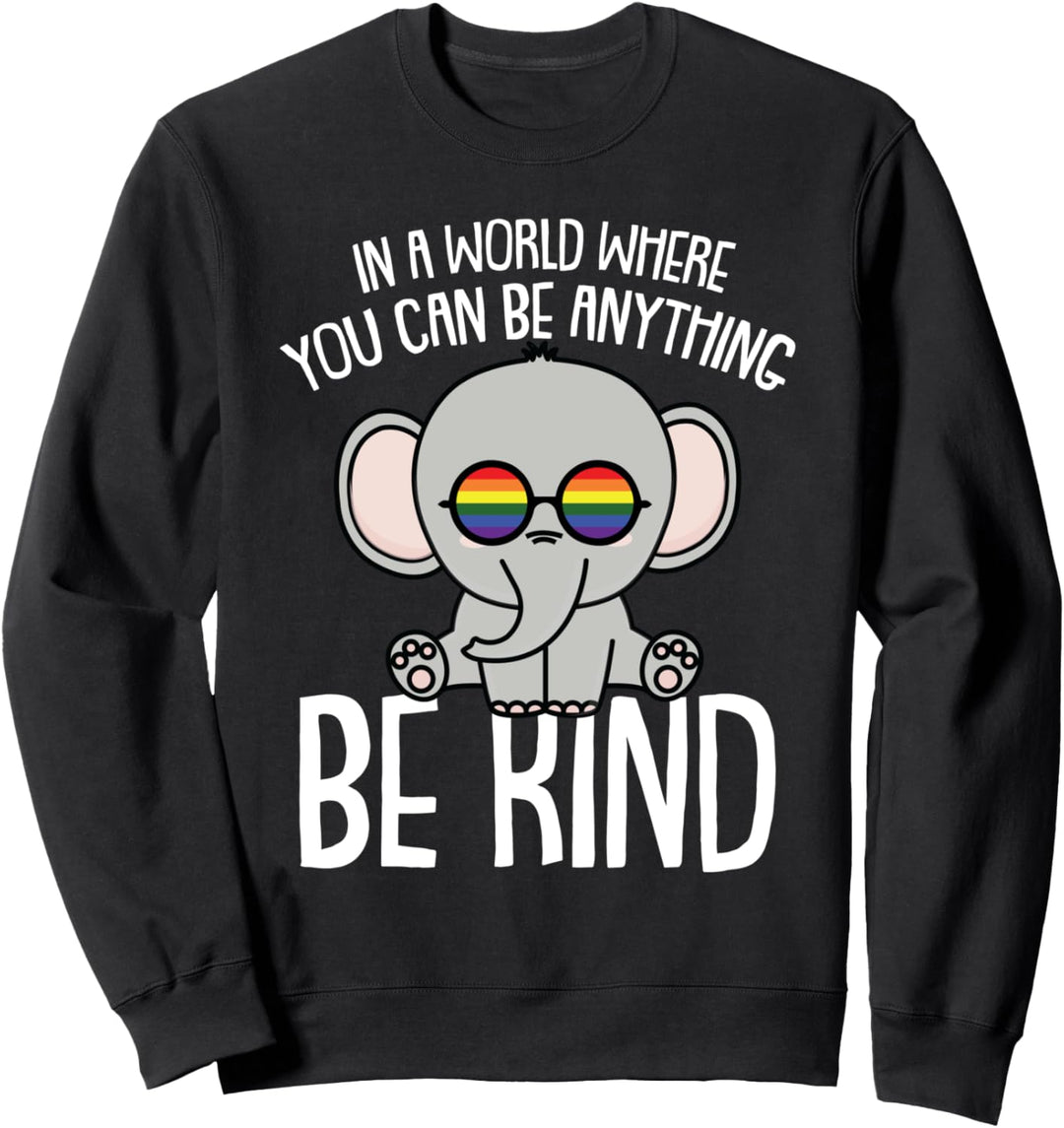 Be Kind Gay Pride Cute Baby Elephant Proud LGBT-Q Ally Sweatshirt