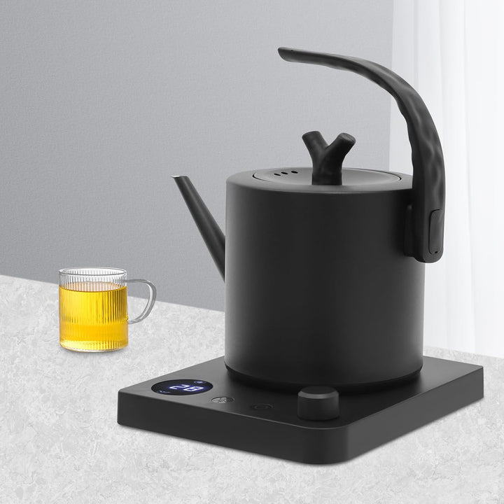 Wasserkocher mit Temperatureinstellung,1L Schwanenhalskessel, 304 Edelstahl,40-100°C,Speicherfunktio