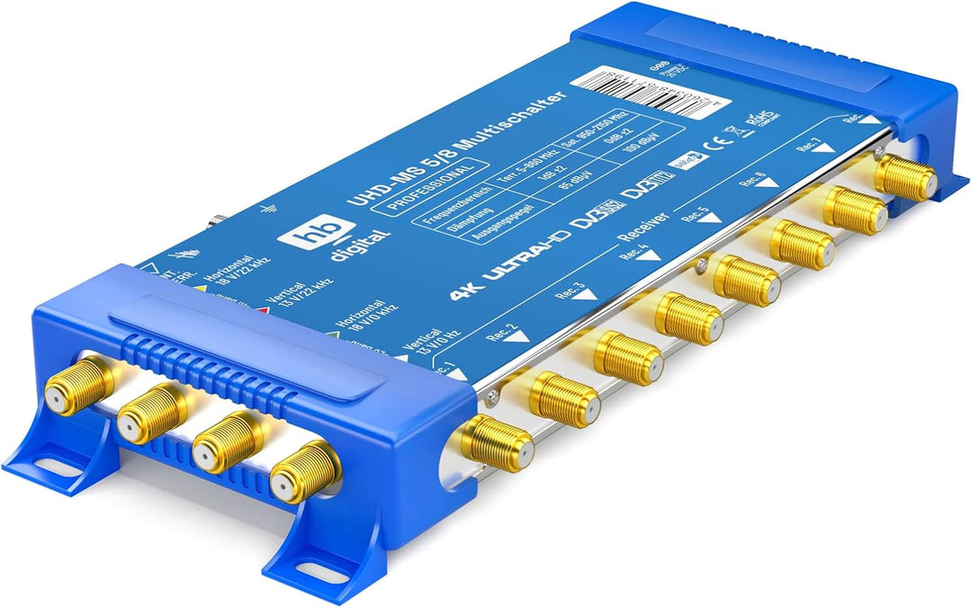HB-DIGITAL Multischalter pmse 5/8 1x SAT bis 8 x Teilnehmer/Receiver für Full HDTV 3D 4K UHD mit Net