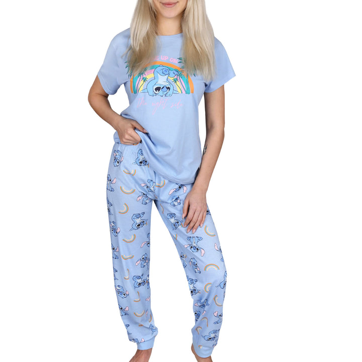Stitch Disney Langarm-Pyjama für Damen, Blau und Pink S Kurzarm, S Kurzarm