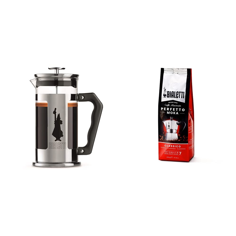 Bialetti Kaffeepresse Preziosa, French Press Filter für Kaffee oder Tee, 1 Liter, 8 Tassen & Perfett