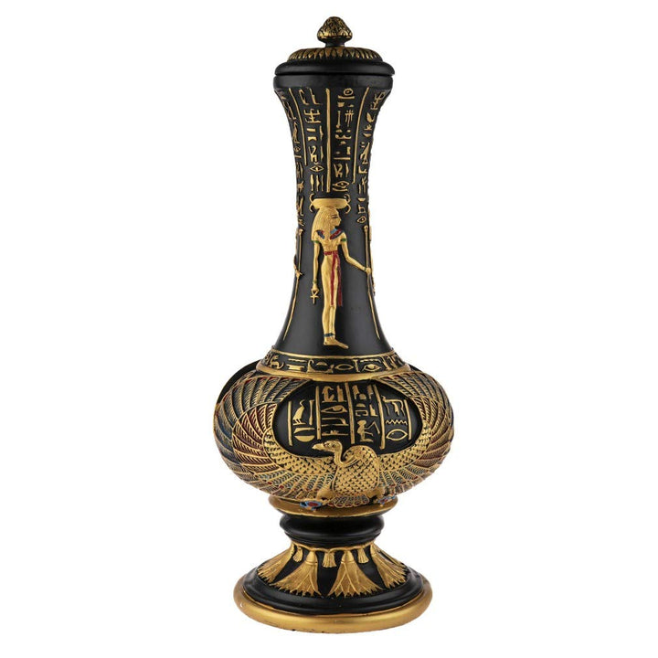 lachineuse - Ägyptische Vase, Göttin Isis 33 cm – Dekorative Vase Schwarz &amp; Gold – Dekoration für de