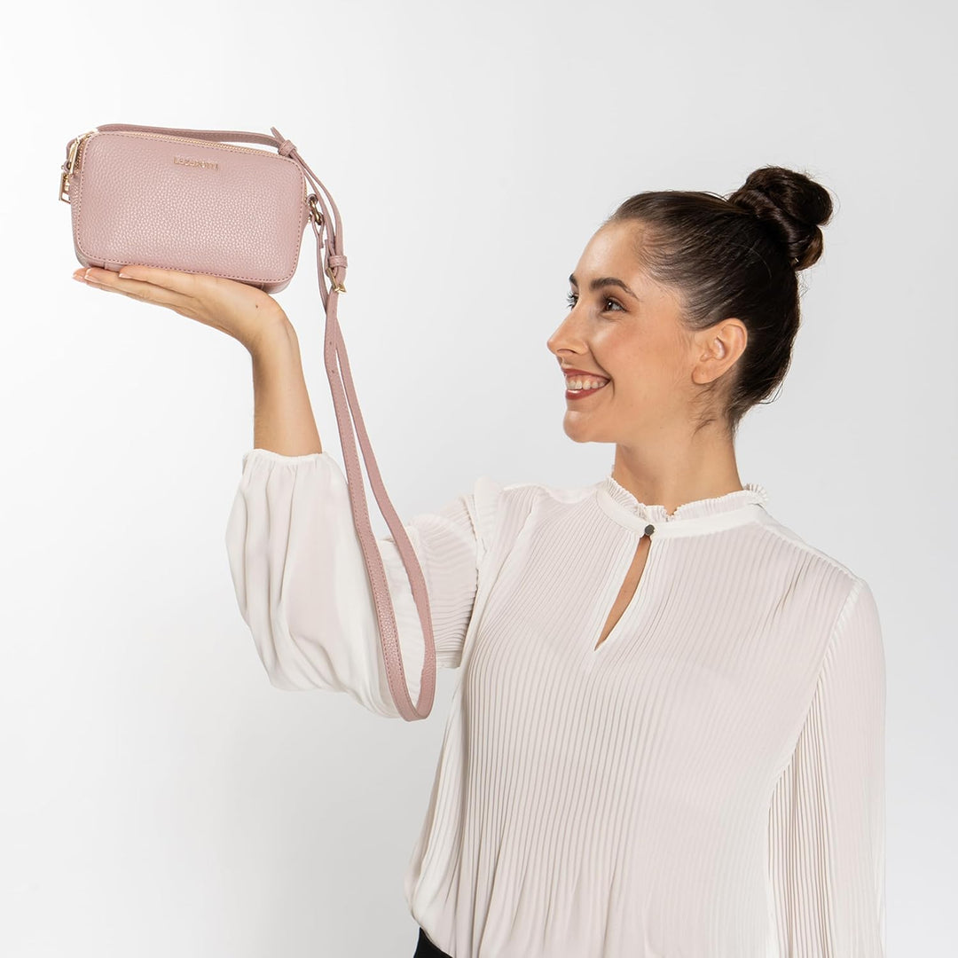 Lazarotti Bologna Leder Umhängetasche Damen | 2 Hauptfächer & längenverstellbarer Schulterriemen | m