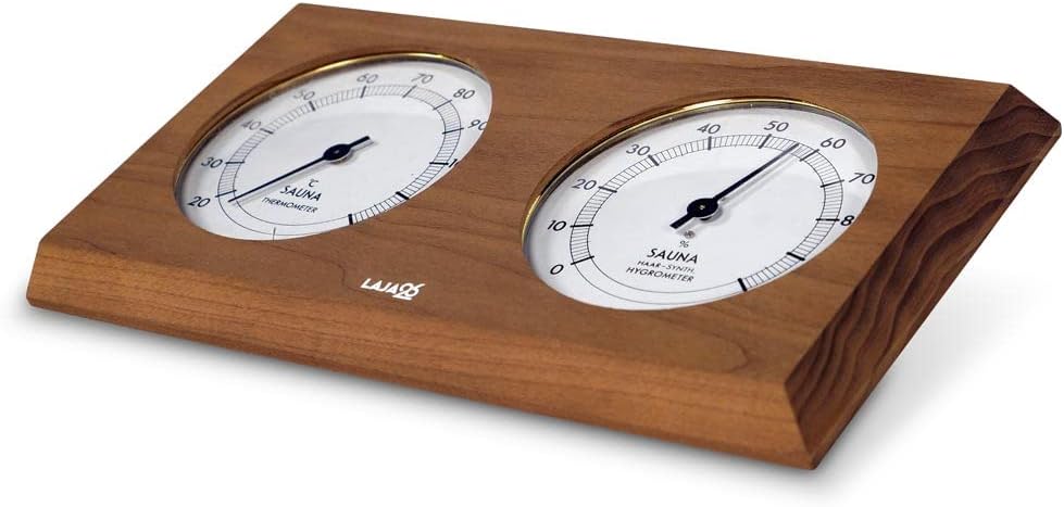 LaJa26 Sauna Thermo-Hygrometer - FSC Thermo-Espenholz - Misst Temperatur & Luftfeuchtigkeit - Bimeta