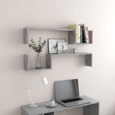 homiuse 100x15x20 cm Wandregale 2 STK. Betongrau BüCherregal Wand Wandregal Holz Regal Wand Wandrega
