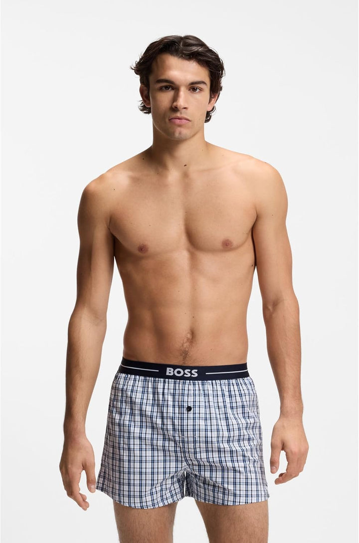 BOSS Herren NOS Boxer EW 2P Zweier-Pack Pyjama-Shorts aus Baumwolle mit Logo am Bund M New - Dark Bl