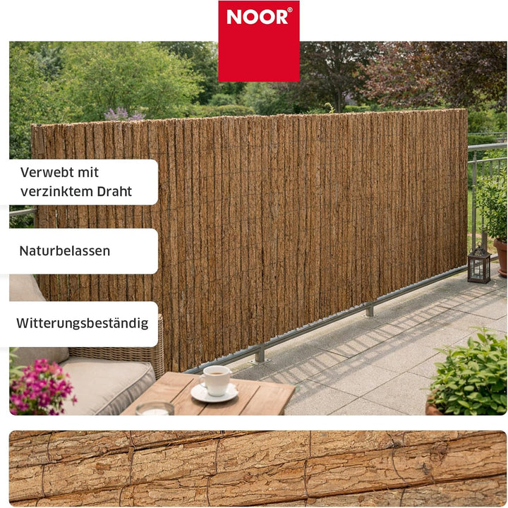 NOOR Rindenmatte Country Natur 2,00 x 3,00 m - Natürlicher Sichtschutz aus Baumrinde für Garten, Ter