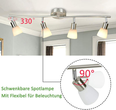 PADMA LED Deckenstrahler Deckenlampe schwenkbare Deckenleuchte Metall Chrom Spotbalken für Wohnzimme