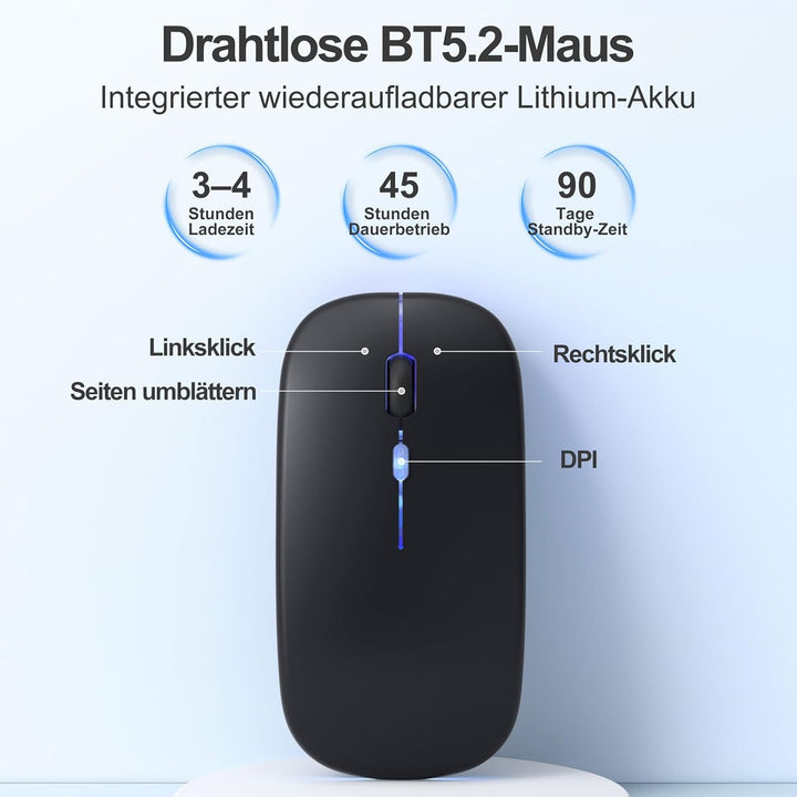 drivego Tastatur Hülle mit Maus for iPad A16 11/10 Generation (11/10.9 Zoll 2025/2022), Bluetooth Ma