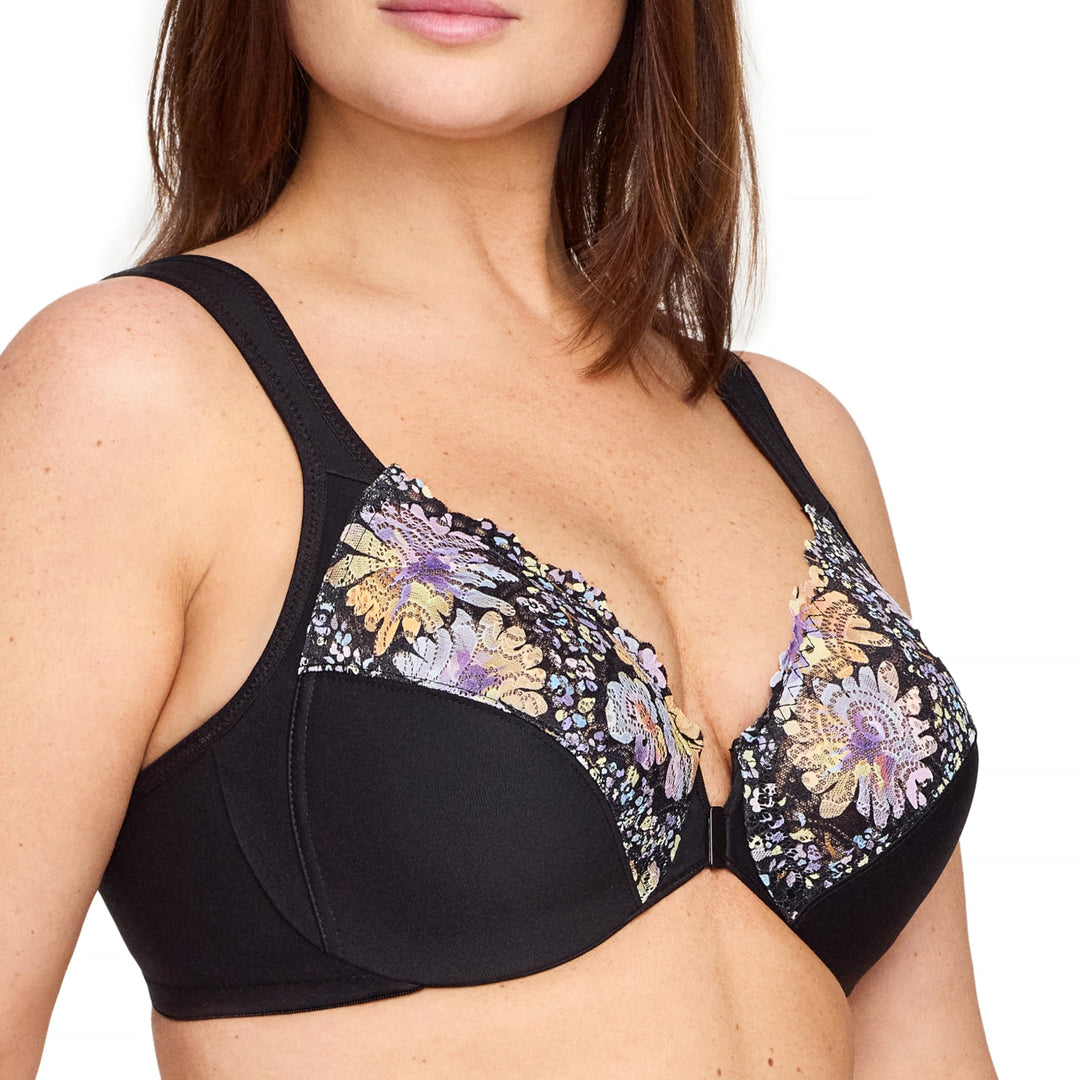 Glamorise Damen Wonderwire-Vorderverschluss BH 75B Blumenprint, 75B Blumenprint