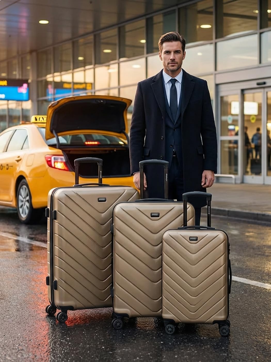 REDOLZ Hartschalen 3er Koffer-Set | Leichte Reise-Trolleys - hochwertiges ABS Material | Damen/Herre