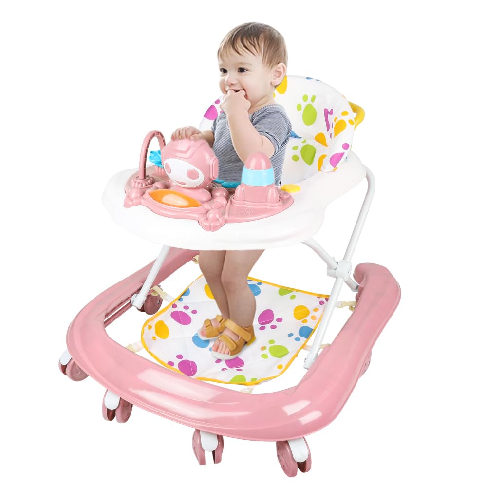 Kompakter Weltraum-Katzen, Lauflernhilfe für Babys mit Rückprallsitz, Lichtern, Musik und interaktiv