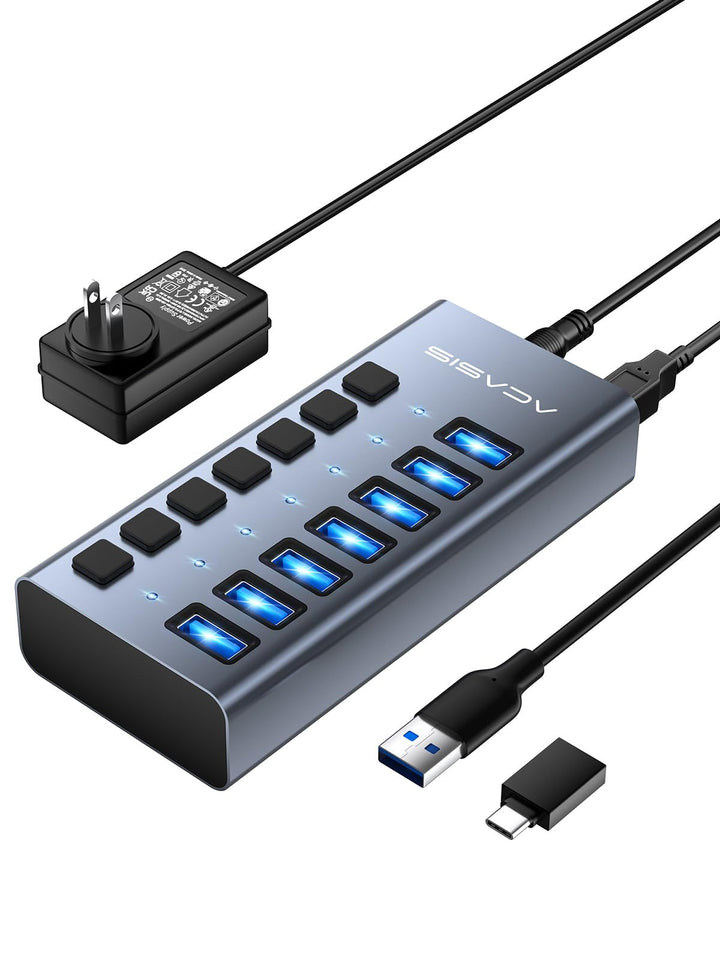 ACASIS Powered USB Hub,10 Ports USB 3.1 Hub with 10Gbps Data Speed, Individual On/Off Switches, 12V4