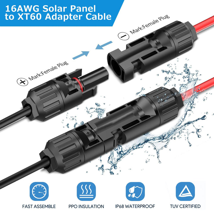 KFD XT60 Stecker Verlängerungskabel Extension Solarkabel für Ecoflow Delta 2 Pro Max River Adapter P