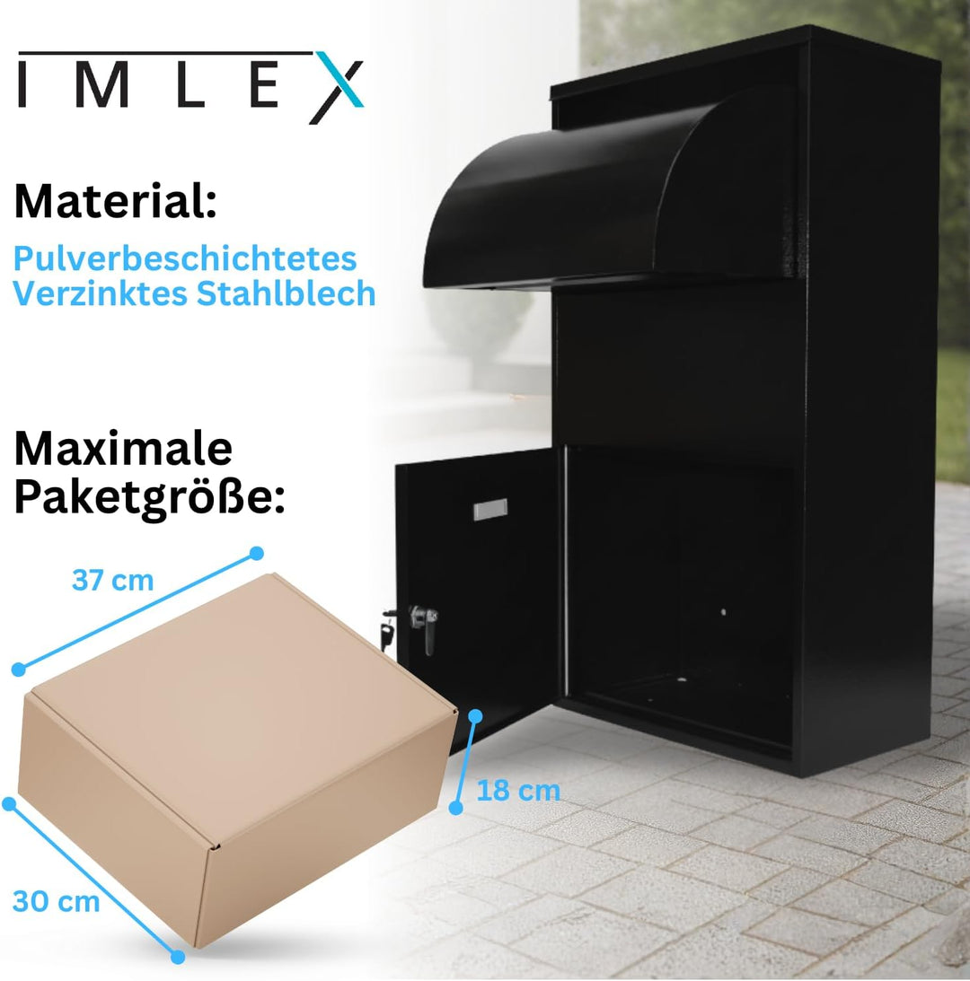 IMLEX Paketbox Paketbriefkasten IM-PB75 Paket Box | Briefkasten mit Paketfach | Wand- und Bodenmonta