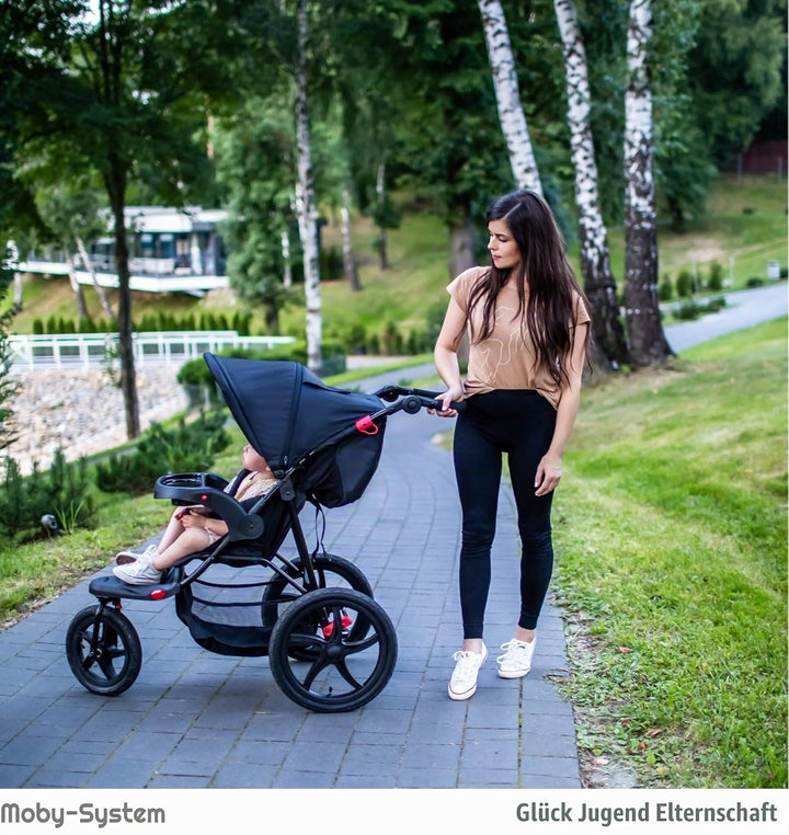 Moby-System Runner Mountain Dreirad-Kinderwagen mit Regenschutz, 15 kg Belastbar - Kinderwagen Zubeh